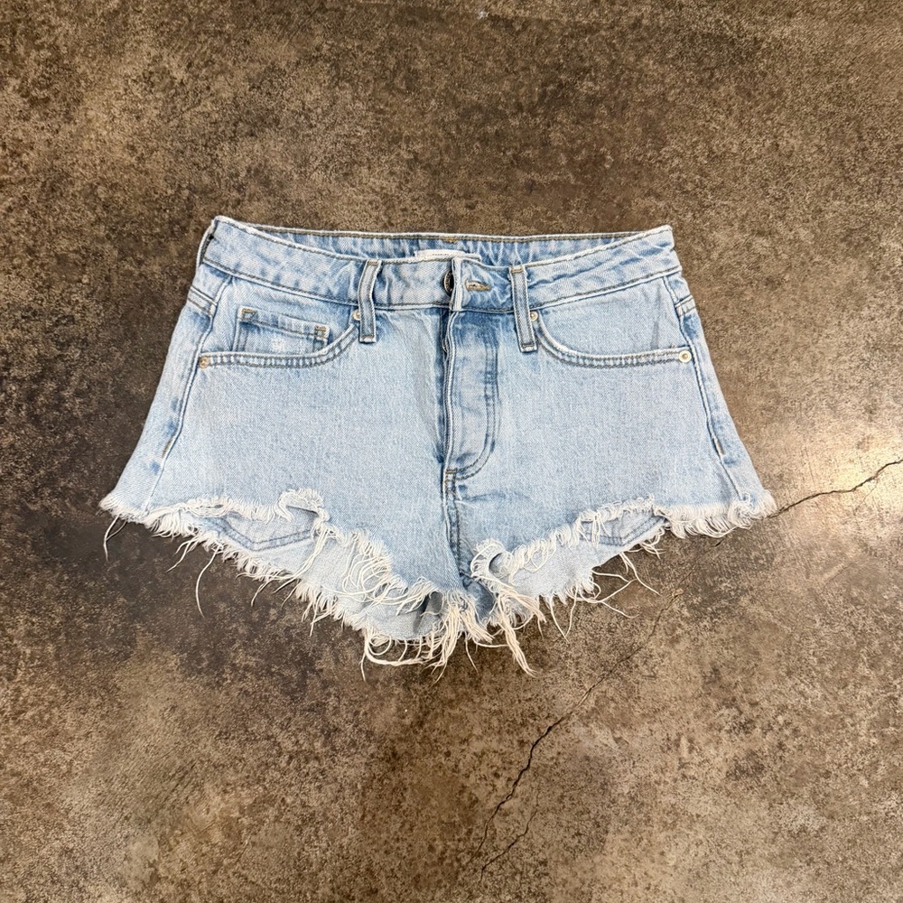 Forever 21 Light Blue Frayed Jean Shorts